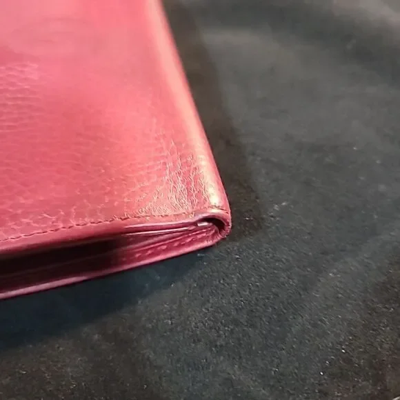 Cartier Tri-fold Wallet Mast Lines Bordeaux Leather Good Used Condition